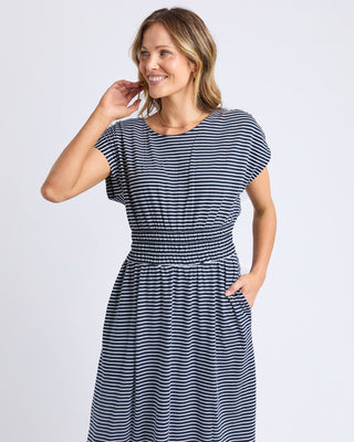Elm Dress Nelle - Navy Stripe [sz:size 10]