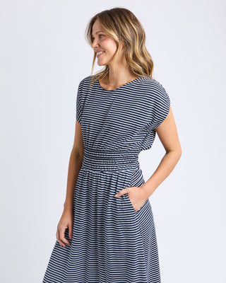 Elm Dress Nelle - Navy Stripe [sz:size 10]