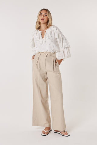 Fate & Becker Pant Amara Belted - Flax [sz:size 10]