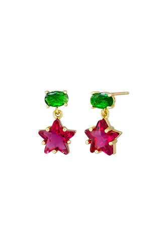 Tigertree Earrings Red Crystal Star