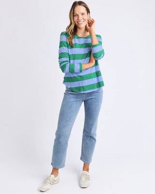 Elm Tee L/s Spritz - Turquoise/ Light Blue Stripe - Tee's Long Sleeve