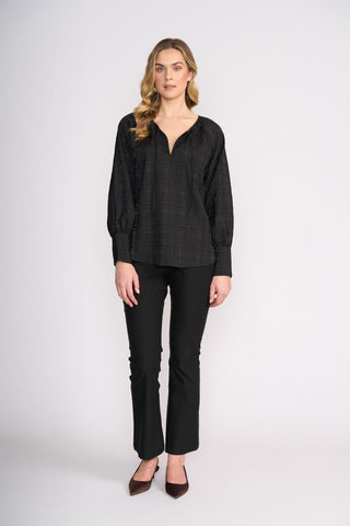 Foil Fluid Lines Reversible Top - Black - Tops