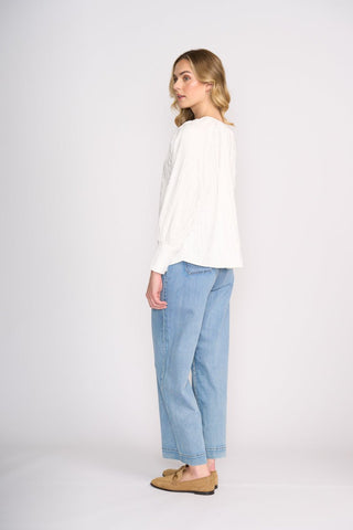 Foil Fluid Lines Reversible Top - Ivory - Tops