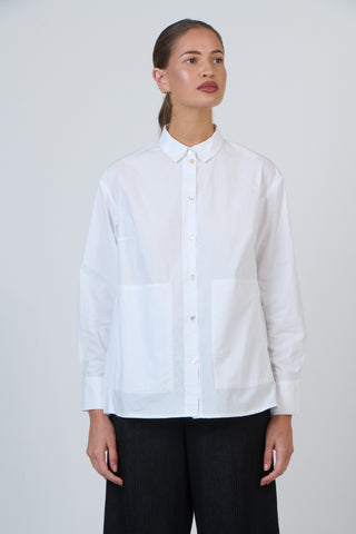Naturals By O&j Shirt Flared - White Poplin | Pink Poppies