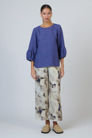 Naturals By O&j Blouse - Placid Blue | Pink Poppies