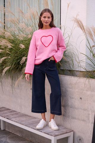 Namastai Jumper - Pink With Red Heart | Pink Poppies