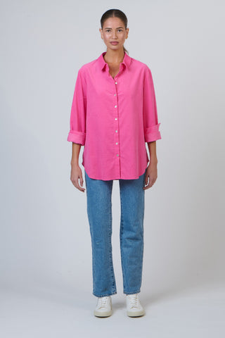 Namastai Shirt - Lollipop Pink Fine Cord | Pink Poppies