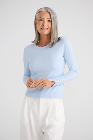 Brave&true St James Knit - Light Blue | Pink Poppies