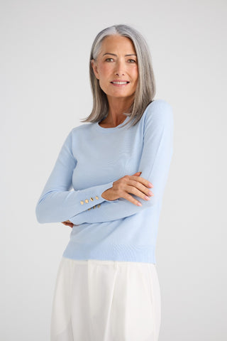 Brave&true St James Knit - Light Blue | Pink Poppies