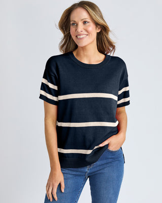 Elm Knit Sage Ss - Navy [sz:small]