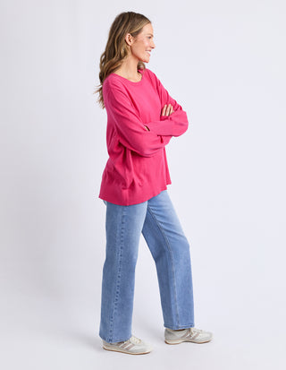 Elm Sunny L/s Knit Top - Hot Pink - Knitwear