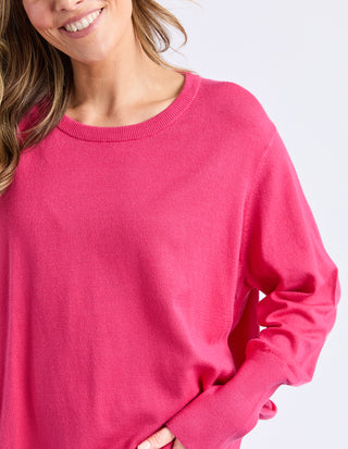 Elm Sunny L/s Knit Top - Hot Pink | Pink Poppies