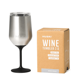 Huski Wine Tumbler 2.0 - Brushed Stainless Steel | Pink Poppies