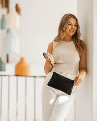 Louenhide Mimi Clutch - Black | Pink Poppies