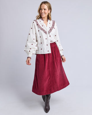 Elm Agnes Embroided Shirt - Marsala [sz:size 10]