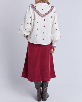 Elm Agnes Embroided Shirt - Marsala [sz:size 10]