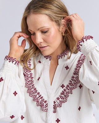 Elm Agnes Embroided Shirt - Marsala [sz:size 10]