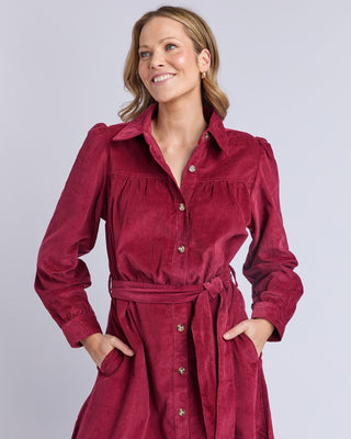 Elm Serena Cord Dress Maroon [sz:size 10]