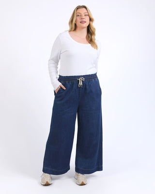 Elm Pant Greta Wide Leg -  Dark Blue Wash [sz:size 10]