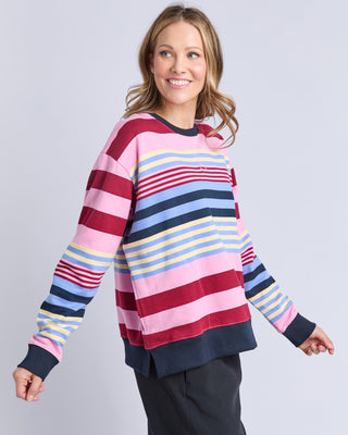 Elm Alva Stripe Crew - Multicolour Stripe [sz:size 8]