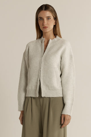 Fate & Becker Lumi Zip Up Jumper -  Snow Marle [sz:small]