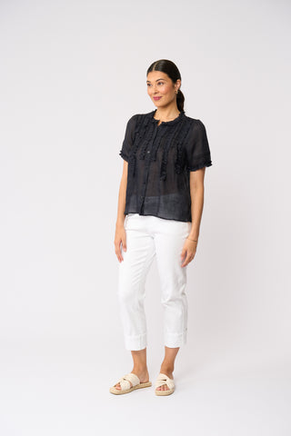 Foil Frill Of It Blouse - True Navy [sz:size 8]
