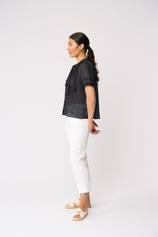 Foil Frill Of It Blouse - True Navy [sz:size 8]