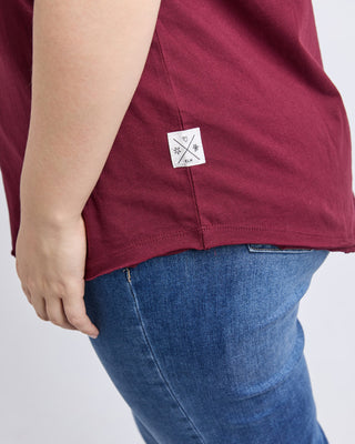 Elm Tee S/s Pima Vee - Plum [sz:size 6]