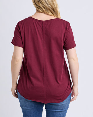 Elm Tee S/s Pima Vee - Plum [sz:size 6]