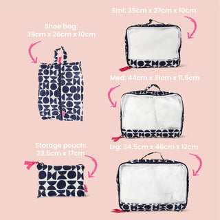 Annabel Trends Vanity Lite Packing Cubes - Geo Navy 5pc