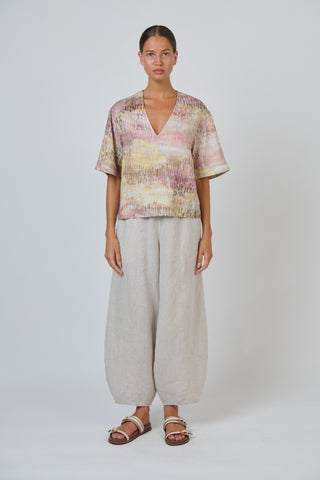 Naturals By O&j V Neck Top - Jardin Print [sz:small]