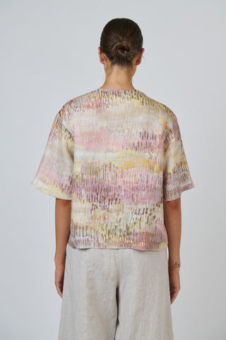 Naturals By O&j V Neck Top - Jardin Print [sz:small]