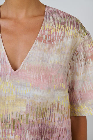 Naturals By O&j V Neck Top - Jardin Print [sz:small]