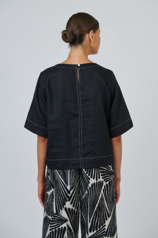 Naturals By O&j Round Neck Top - Black [sz:small]