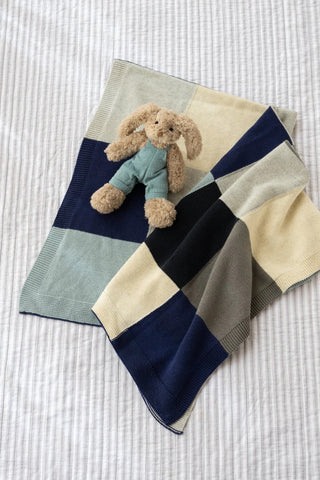 Nana Huchy Patchwork Baby Blanket -  Blue