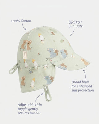 Toshi Flap Cap Arcadia - Gumnut Babies Eucalypt [sz:baby Hat Xs Up To 8 Month]