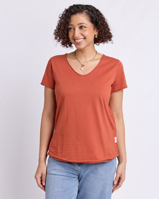 Elm Tee S/s Pima Vee - Earth [sz:size 6]