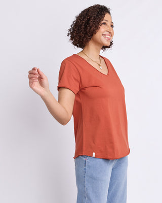 Elm Tee S/s Pima Vee - Earth [sz:size 6]