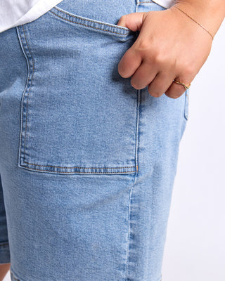 Elm Atlas Long Denim Short - Mid Blue Wash [sz:size 12]