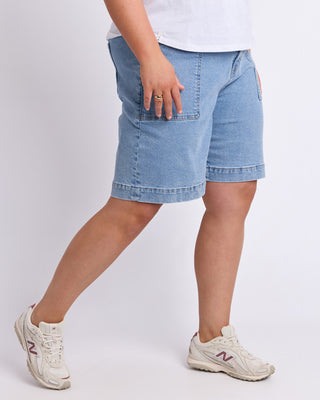Elm Atlas Long Denim Short - Mid Blue Wash [sz:size 12]