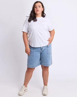 Elm Atlas Long Denim Short - Mid Blue Wash [sz:size 12]
