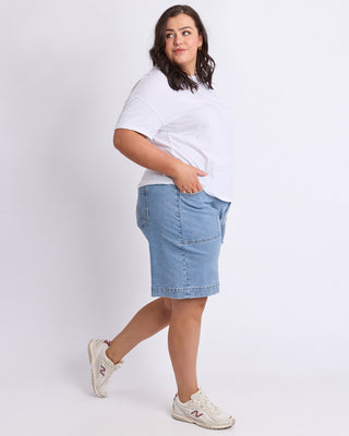 Elm Atlas Long Denim Short - Mid Blue Wash [sz:size 12]