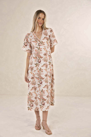 Humidity Bohemian Rose Midi Dress [sz:size 10]