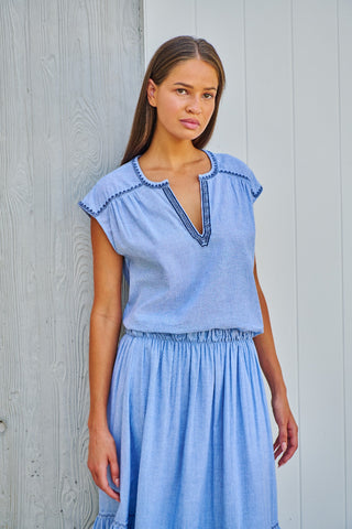 Namastai Embroidered Cotton Cap Sleeve Top – Breeze [sz:small / Medium]