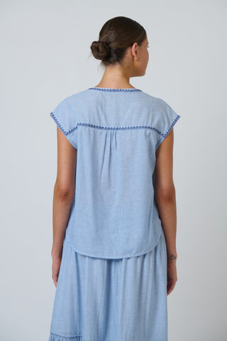 Namastai Embroidered Cotton Cap Sleeve Top – Breeze [sz:small / Medium]
