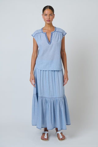Namastai Embroidered Cotton Cap Sleeve Top – Breeze [sz:small / Medium]