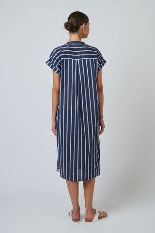 Namastai Striped Cotton Button-through Midi Dress – Bar Belle [sz:small / Medium]