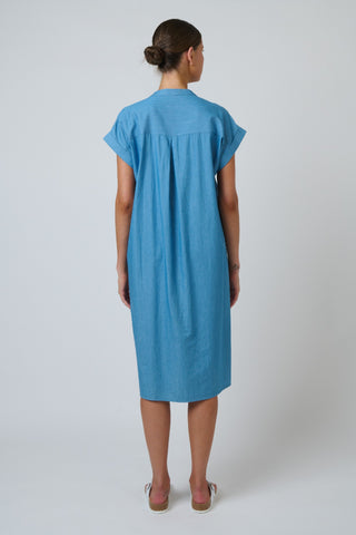 Namastai Cotton Button-through Midi Dress – Blue Rinse [sz:small / Medium]