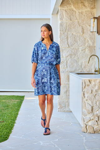 Namastai Belted Cotton Dress – Branching Out [sz:small / Medium]