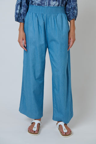 Namastai Cotton Wide Leg Pant – Blue Rinse [sz:small / Medium]